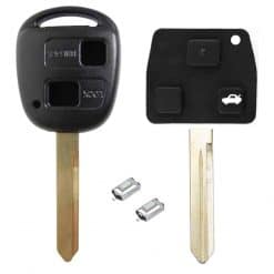 Toyota DIY Repair Kit - Replacement 2 Button Remote Car Key Fob Case with TOY47 Blade, Rubber Button Pad and Micro Switches